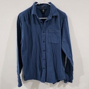 Volcom Mens‎ Button Up Size Medium Classic Fit Flannel Blue